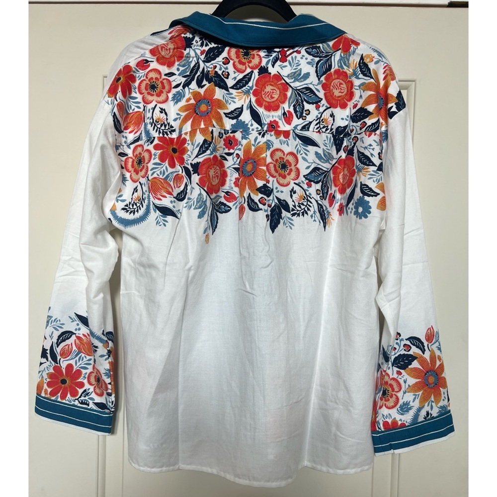 Anthropologie White and Blue Sleepwear Top - Picture 2 of 7